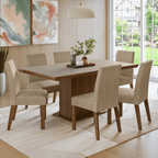 Conjunto de Comedor 6 Sillas Marrón/Crema/Imperial Grasse Madesa
