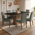 Conjunto de Comedor 6 Sillas Marrón/Negro/Silver Luso Madesa