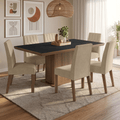 Conjunto de Comedor 6 Sillas Marrón/Negro/Imperial Luso Madesa