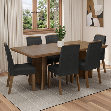 Conjunto de Comedor 6 Sillas Marrón/Oxford Sarlat Madesa