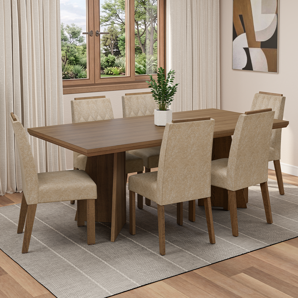 Conjunto de Comedor 6 Sillas Marrón/Imperial Sarlat Madesa