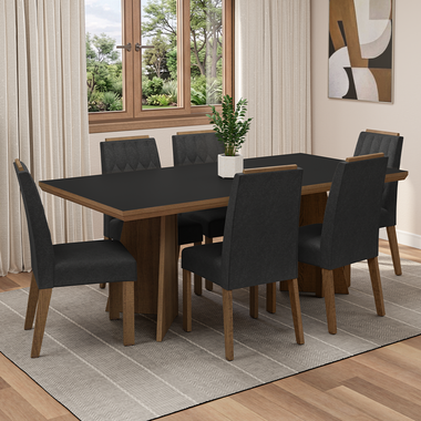 Conjunto de Comedor 6 Sillas Marrón/Negro/Oxford Sarlat Madesa