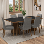 Conjunto de Comedor 6 Sillas Marrón/Negro/Silver Sarlat Madesa