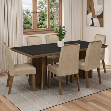 Conjunto de Comedor 6 Sillas Marrón/Negro/Imperial Sarlat Madesa