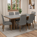 Conjunto de Comedor 6 Sillas Marrón/Gris/Silver Sarlat Madesa