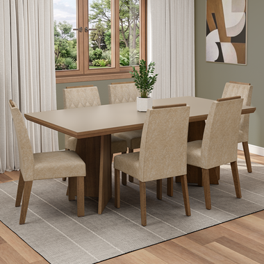 Conjunto de Comedor 6 Sillas Marrón/Gris/Imperial Sarlat Madesa