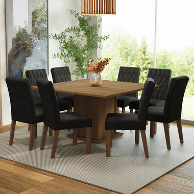 Conjunto de Comedor 8 Sillas Marrón/Oxford Leila Madesa