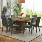 Conjunto de Comedor 8 Sillas Marrón/Silver Leila Madesa