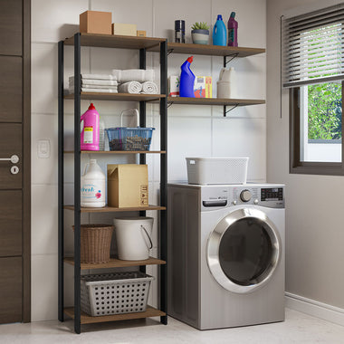 Estante Multiuso y Estantes para Lavadero 139cm Marrón/Negro
