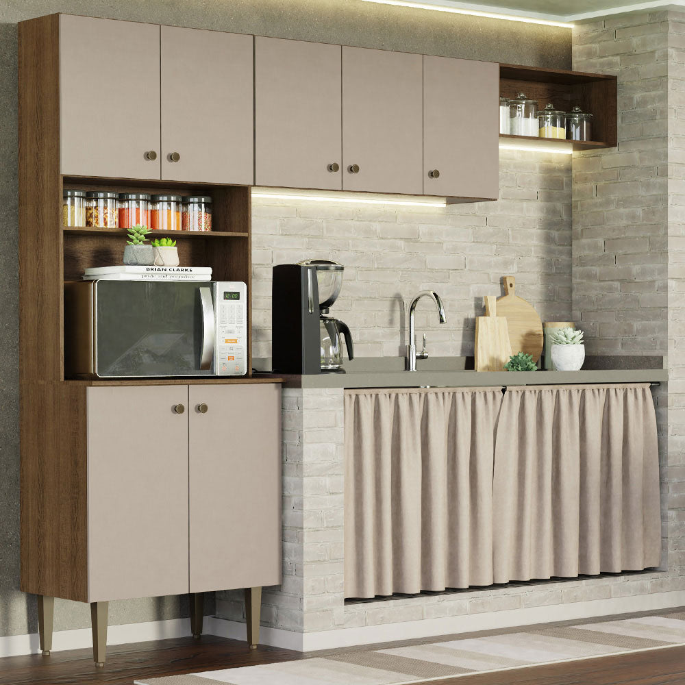 Cocina Compacta 235 cm Marrón/Crema Madesa