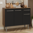Aparador 105 cm 3 Puertas 1 Cajón Marrón/Negro Madesa