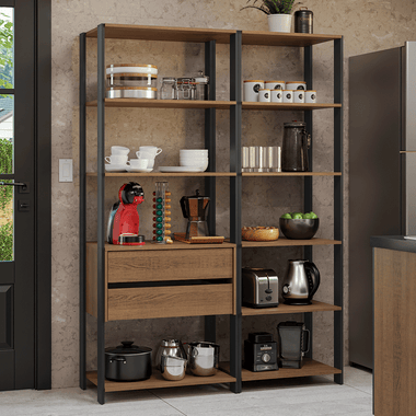 Estante Multiuso 129cm 2 Cajones Marrón/Negro Madesa