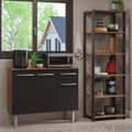 Kit Gabinete Bajo 3 Puertas 1 Cajón y Estante Multiuso Negro/Marrón Madesa
