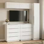 Kit Recámara 200 cm Clóset Modular y Cómoda Blanco Neo Madesa