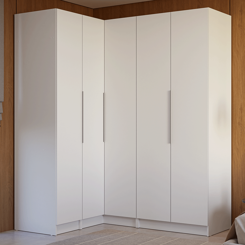 Clóset Modular Esquinero 310 cm 5 Puertas 2 Cajones Blanco Neo Madesa