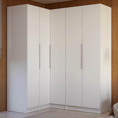 Clóset Modular Esquinero 310 cm 5 Puertas 2 Cajones Blanco Neo Madesa