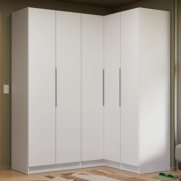 Clóset Modular Esquinero 310 cm 5 Puertas 2 Cajones Blanco Neo Madesa