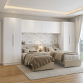 Clóset Infantil 400 cm 10 Puertas 3 Gabinetes Superiores y 1 Buró Blanco Neo Madesa
