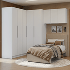 Clóset Modular Esquinero 415 cm 8 Puertas 2 Cajones Blanco Neo Madesa