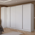 Kit Clóset Esquinero Modular y Clóset Matrimonial 3 Puertas Corredizas Blanco Neo Madesa
