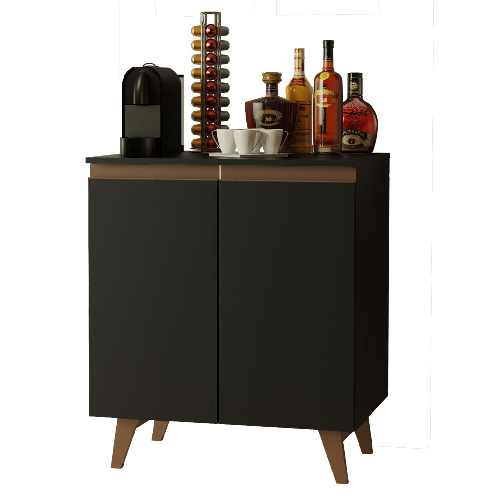Mueble Estación de Café Reims 70 cm 2 Puertas Negro