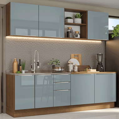 Cocina Integral 240 x 60 cm Marrón/Gris Lux Madesa