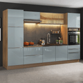 Cocina Integral 320 x 60 cm 9 Puertas 5 Cajones Con Mueble para Horno Marrón/Gris Lux Madesa 01