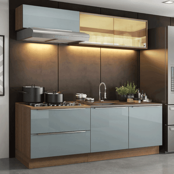 Cocina Compacta 200 cm Marrón/Gris Lux Madesa
