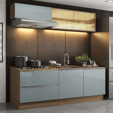 Cocina Compacta 200 cm Marrón/Gris Lux Madesa