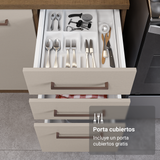 Mueble de Cocina para Horno 70 cm 3 Puertas Marrón/Crema Agata