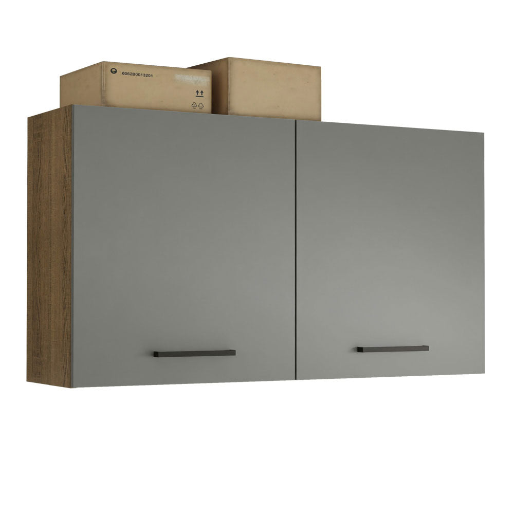 Gabinete Superior Multiuso 120 cm 2 Puertas Marrón/Gris Agata Madesa