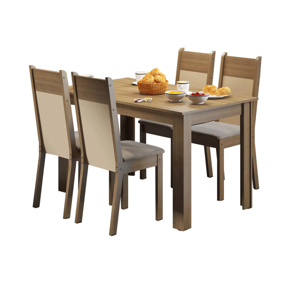 Juego de Comedor Con 4 Sillas Marrón/Crema Havana