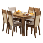 Conjunto de Comedor 6 Sillas Marrón/Crema Honduras Madesa