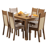 Juego de Comedor Honduras Mesa con encimera de Madera con 6 Sillas Marrón/Crema