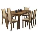 Conjunto Comedor Madesa Miriam Mesa Encimera de Madera con 6 Sillas Marrón/Crema/Sintético Beige