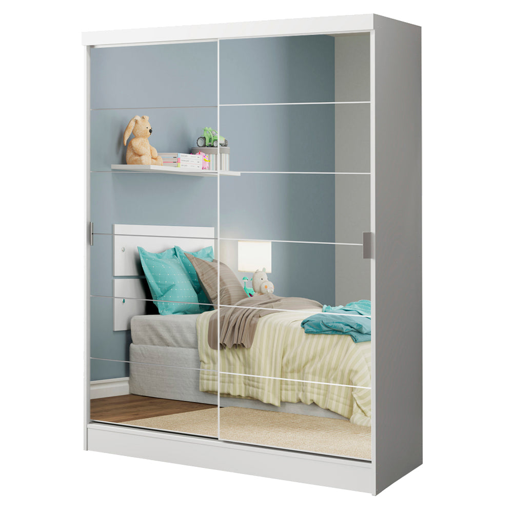 Clóset Infantil 119 cm 2 Puertas Corredizas Con 2 Espejos Blanco Nick Madesa