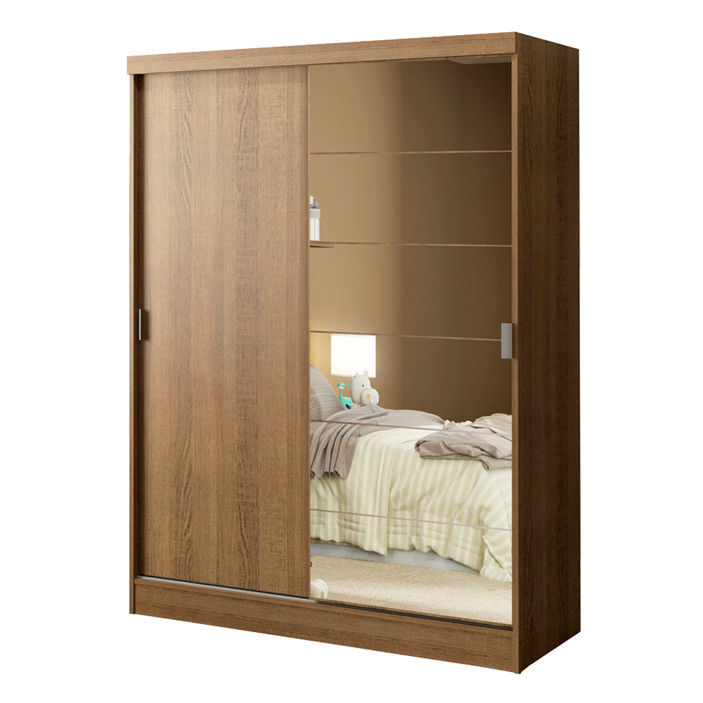 Clóset Infantil 119 cm 2 Puertas Corredizas Con 1 Espejo Marrón Nick Madesa