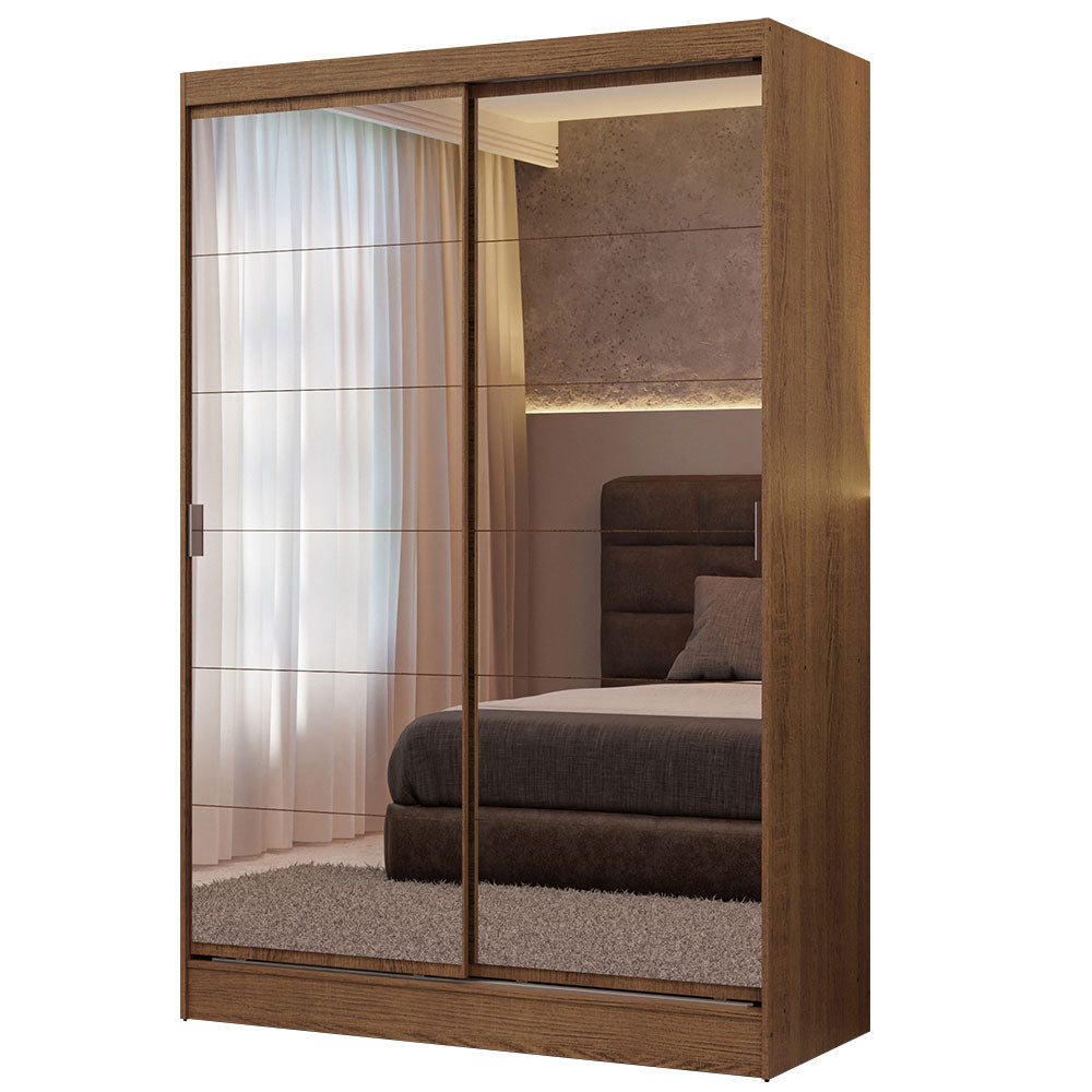 Clóset Soltero 119 cm 2 Puertas Corredizas Con 2 Espejos Marrón Luke Madesa