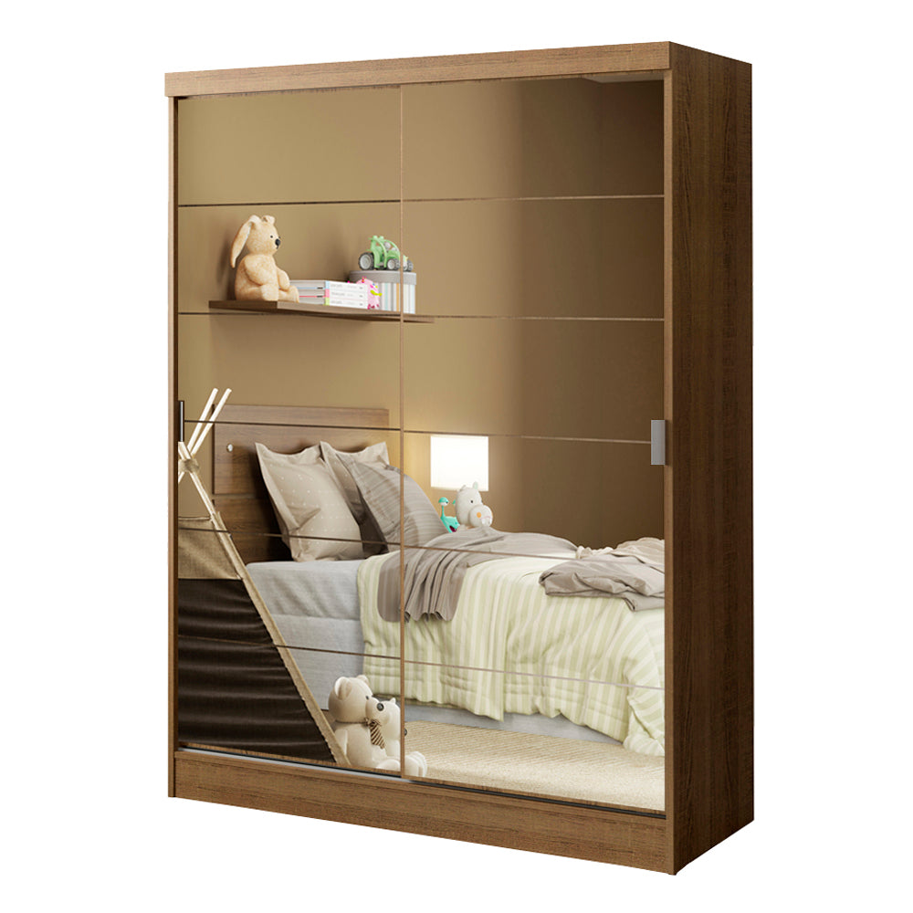 Clóset Infantil 119 cm 2 Puertas Corredizas Con 2 Espejos Marrón Nick Madesa