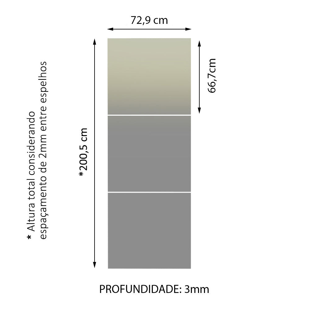 Kit 3 Espejos para Clóset 66.7 x 72.9 cm Madesa