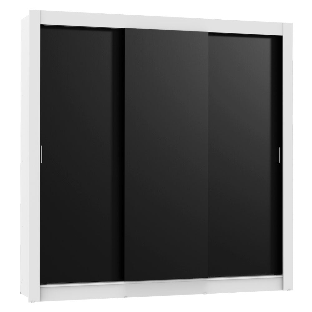 Clóset Matrimonial 170 cm 3 Puertas Corredizas 2 Cajones Blanco/Negro Lyon Madesa