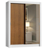 Clóset Soltero 2 Puertas Corredizas con Espejo 2 Cajones Blanco/Marrón Dallas