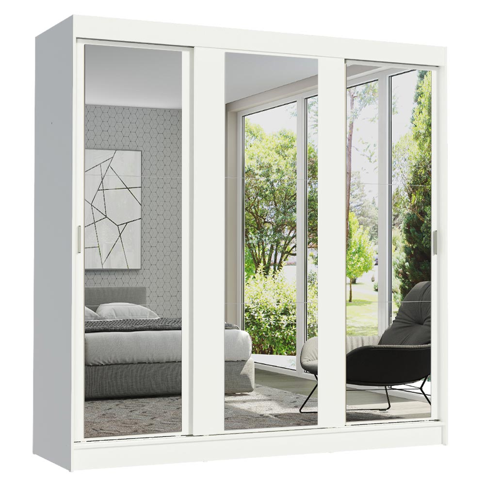 Clóset Matrimonial Reno 3 Puertas Corredera con Espejo - Blanco