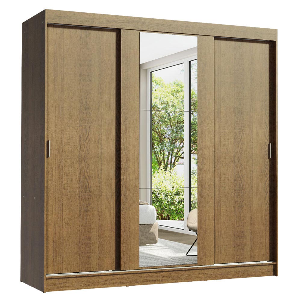 Clóset Matrimonial Reno 3 Puertas Corredizas 1 con Espejo - Marron