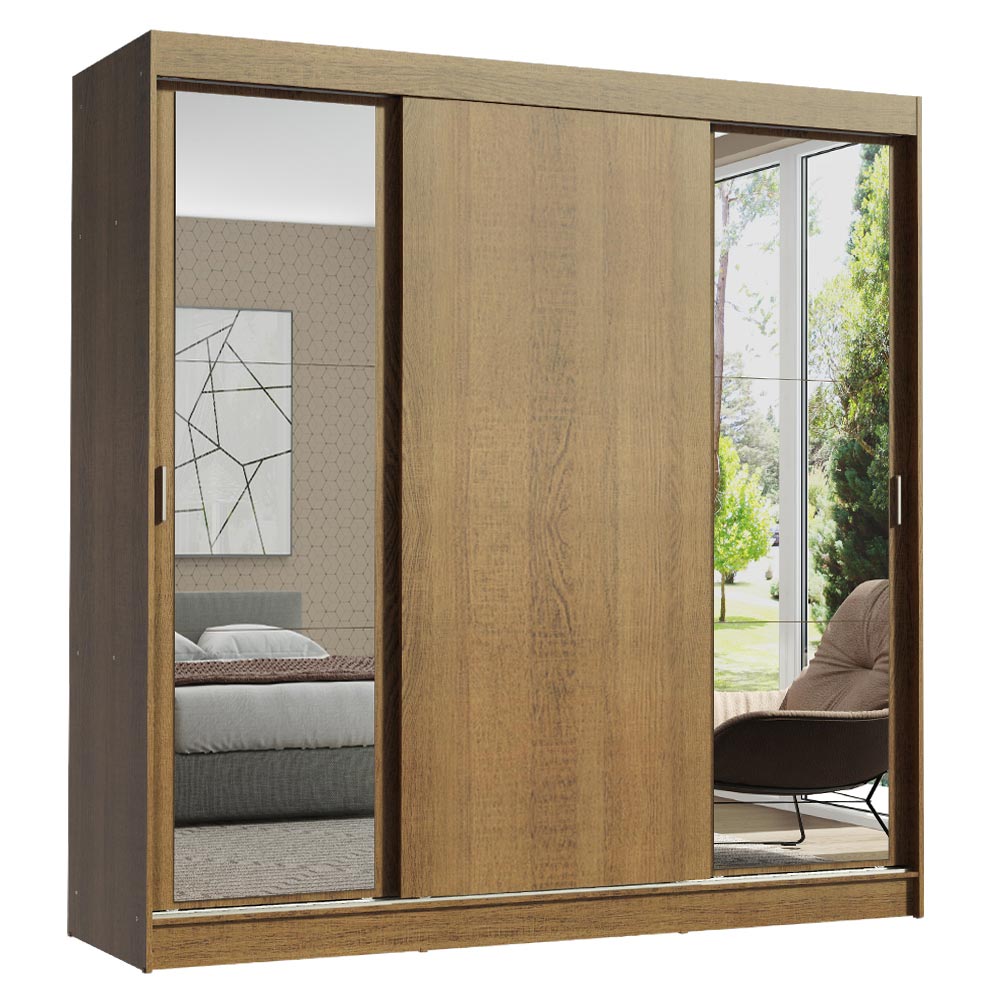 Clóset Matrimonial Reno 3 Puertas Corredizas 2 con Espejos - Marron
