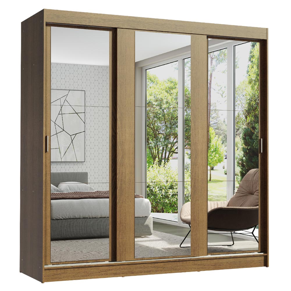 Clóset Matrimonial Reno 3 Puertas Corredizas con Espejos - Marron
