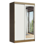Clóset Soltero Tokio 2 Puertas Correderas con Espejo 2 Cajones Marrón/Blanco