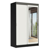 Clóset Soltero Tokio 2 Puertas Correderas con Espejo 2 Cajones Negro/Blanco