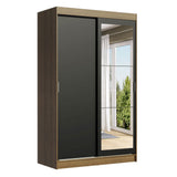 Clóset Soltero Tokio 2 Puertas Correderas con Espejo 2 Cajones Marrón/Negro