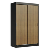 Clóset Soltero Tokio 2 Puertas Correderas 2 Cajones Negro/Marrón